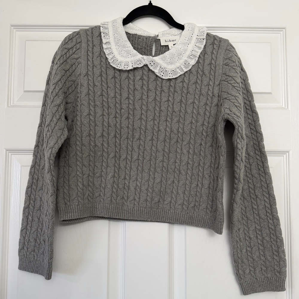 NWT Bohme Hayley Collared Sweater in Grey | Size Small